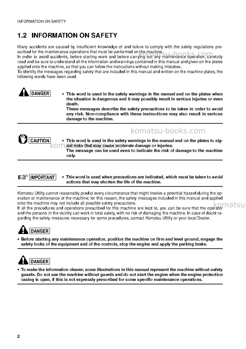 Komatsu wb93r-2ita Operation manual cover Page 3 Komatsu wb93r-2ita Operation manual cover Page 3