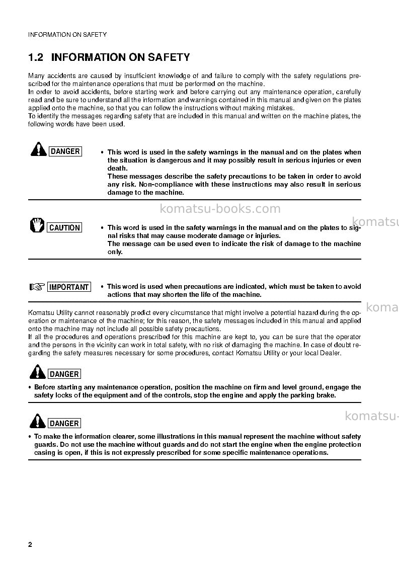 Komatsu wb91r-2ita Operation manual cover Page 3 Komatsu wb91r-2ita Operation manual cover Page 3