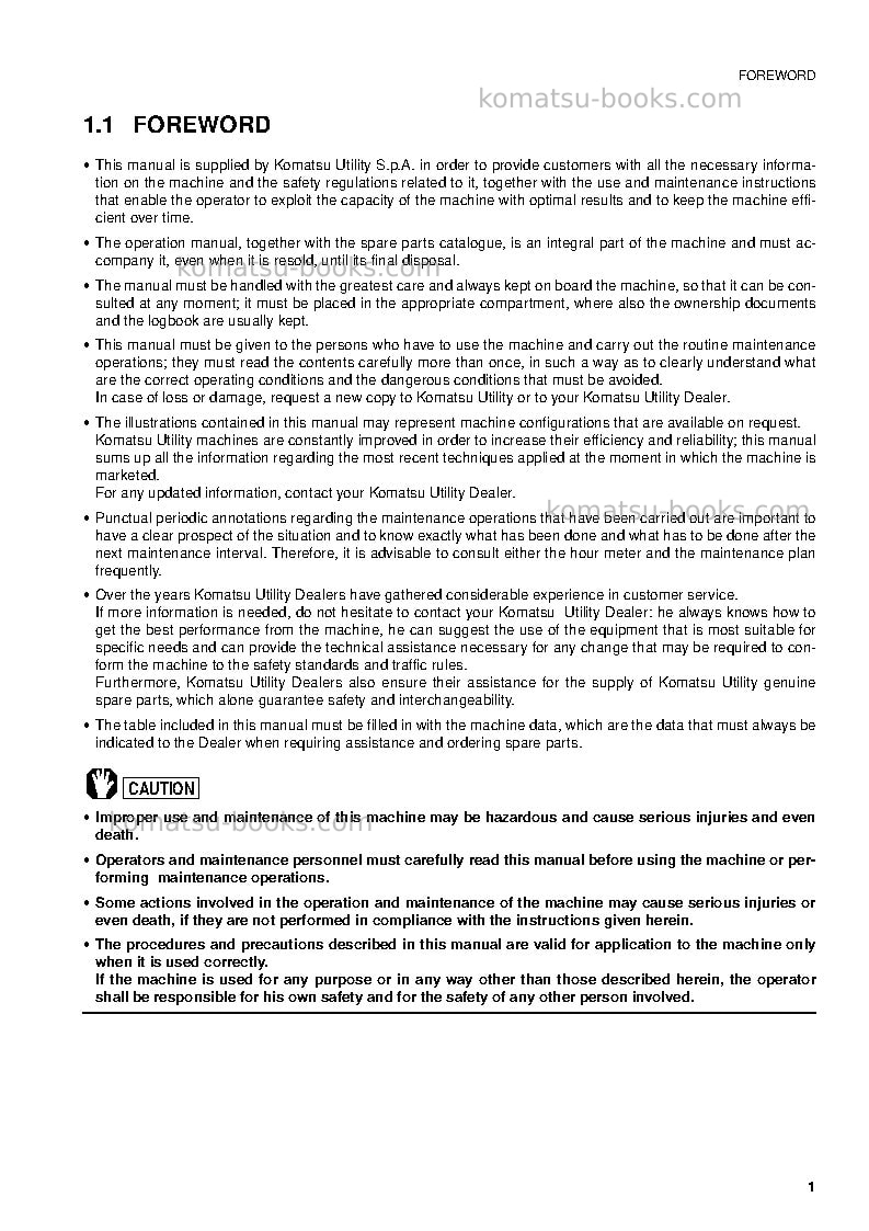 Komatsu sk714-5ita-/ Operation manual cover Page 3