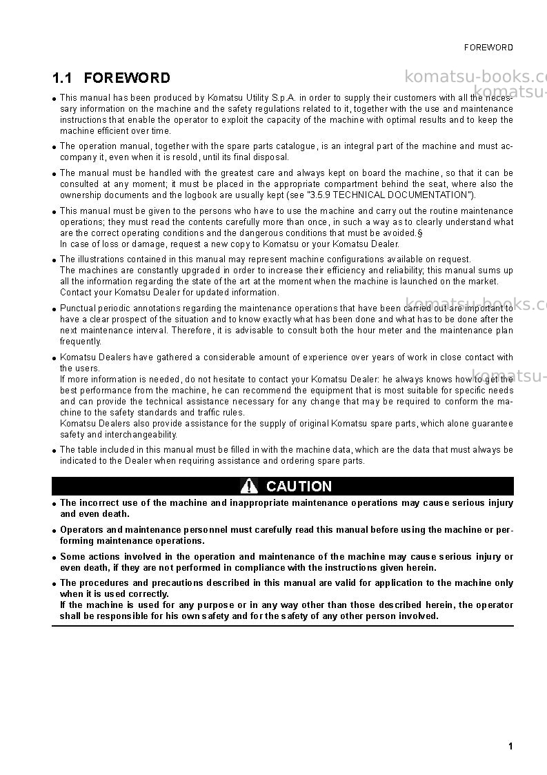 Komatsu wb93r-5ita Operation manual cover Page 3