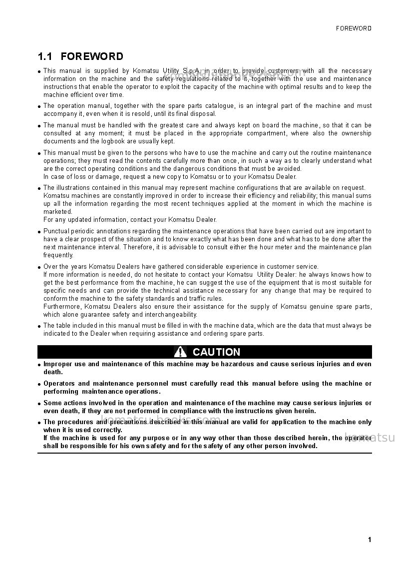 Komatsu ck20-1ita Operation manual cover Page 3 Komatsu ck20-1ita Operation manual cover Page 3