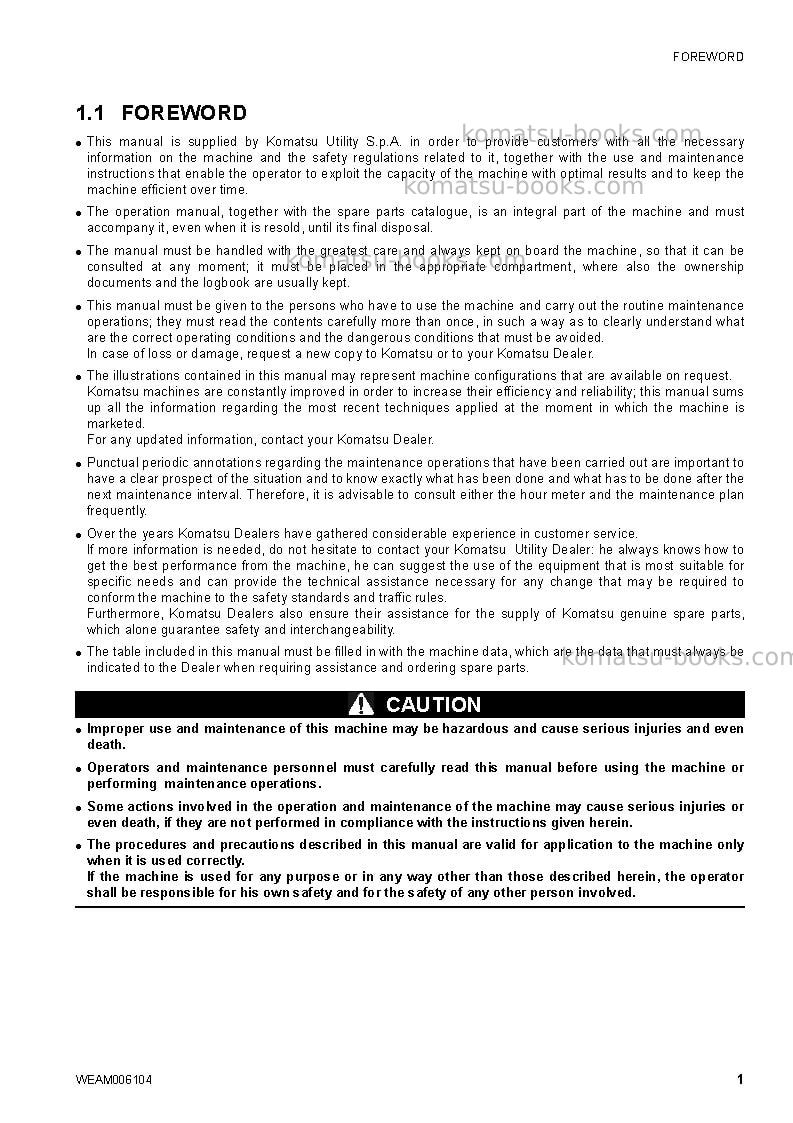 Komatsu ck20-1ita Operation manual cover Page 3 Komatsu ck20-1ita Operation manual cover Page 3