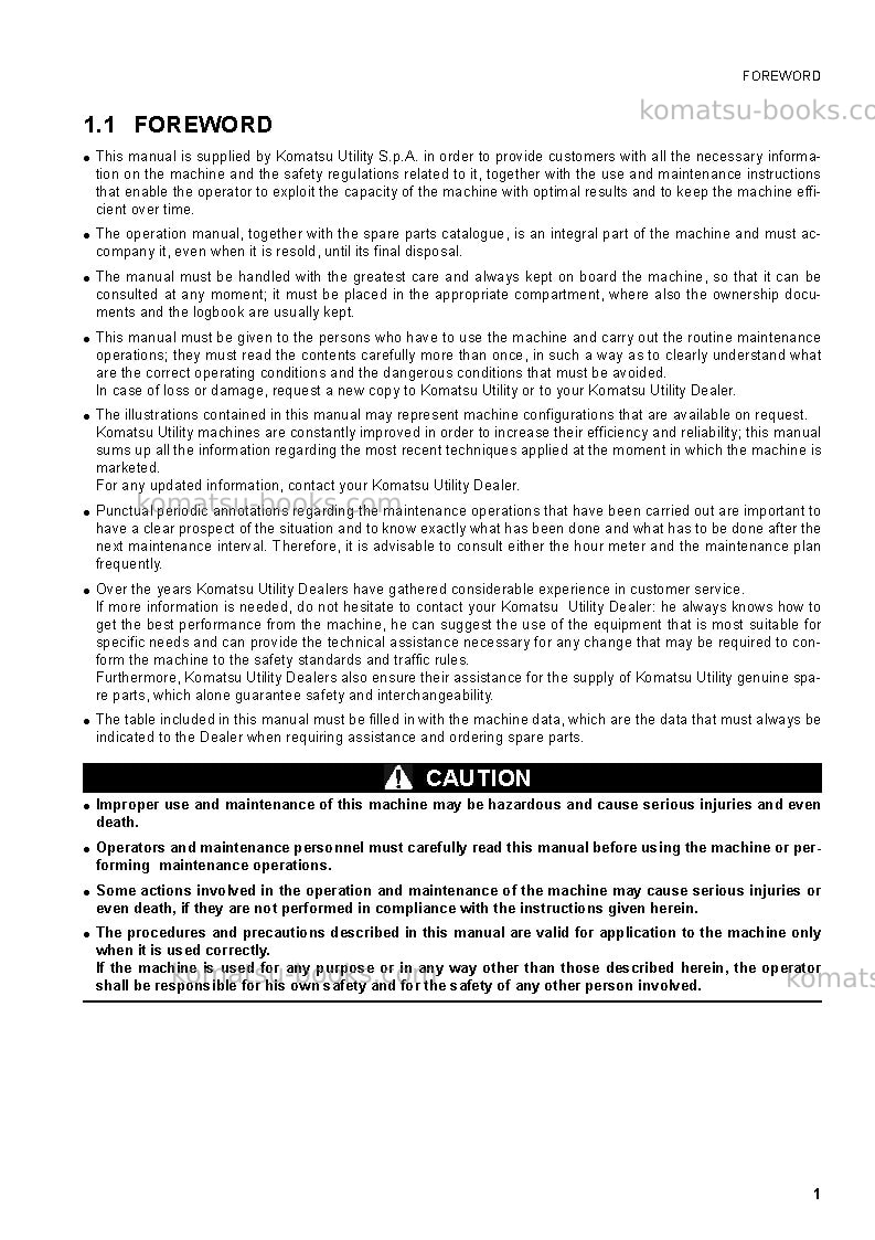 Komatsu sk714-5ita-/ Operation manual cover Page 3