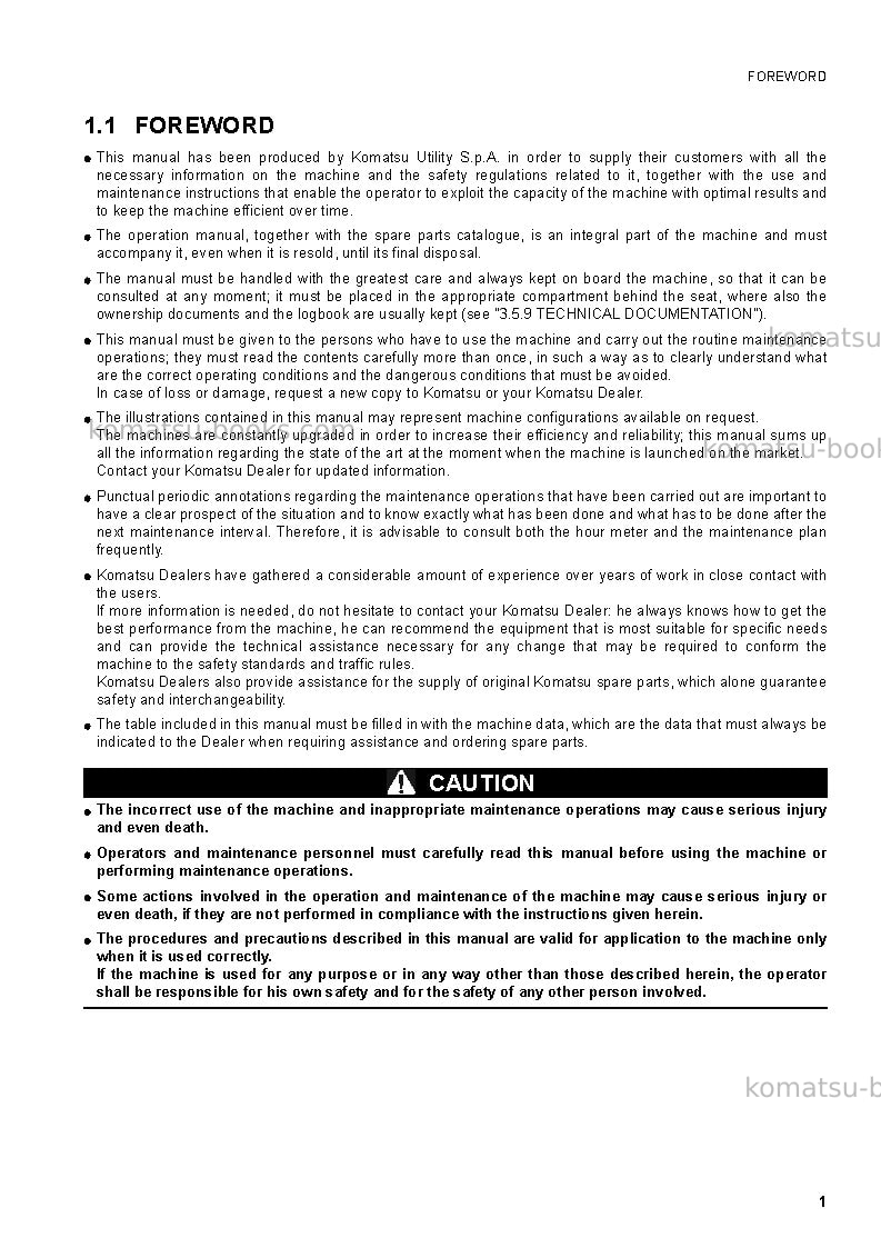 Komatsu wb97r-5ita Operation manual cover Page 3