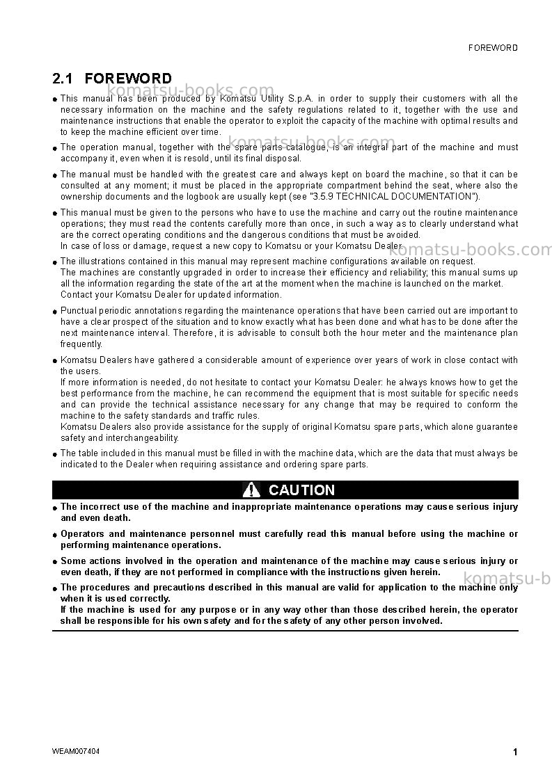 Komatsu wb97r-5ita Operation manual cover Page 3 Komatsu wb97r-5ita Operation manual cover Page 3