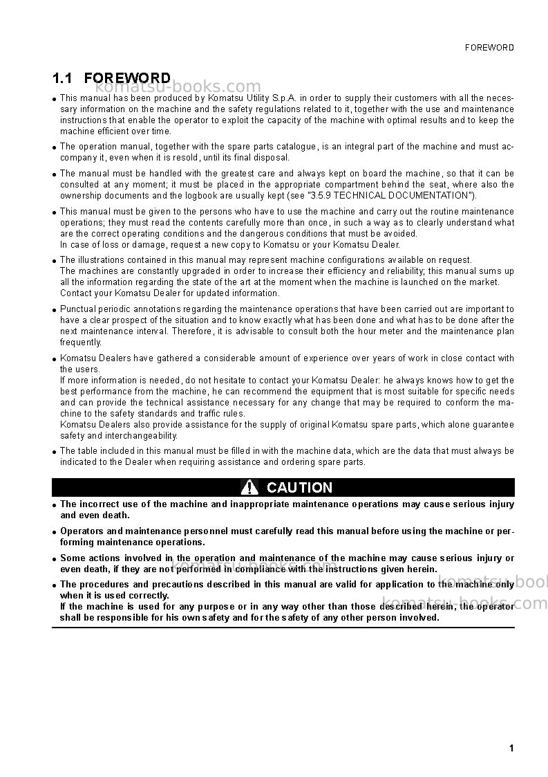 Komatsu wb93s-5ita Operation manual cover Page 3 Komatsu wb93s-5ita Operation manual cover Page 3