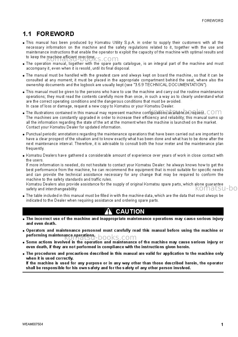 Komatsu wb93s-5ita Operation manual cover Page 3