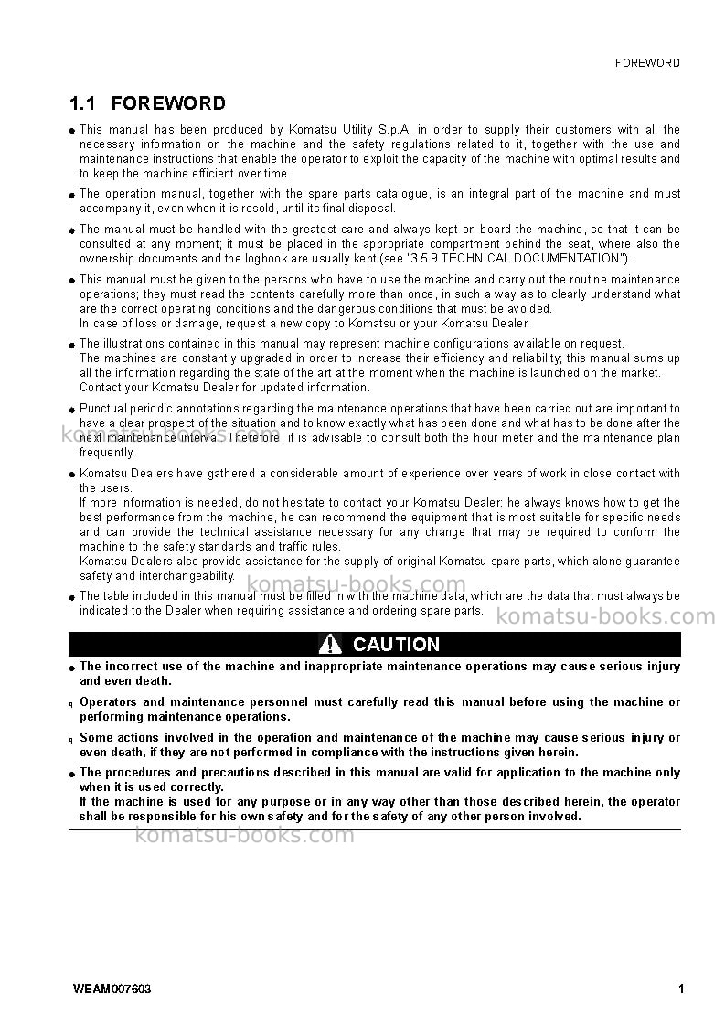 Komatsu wb97s-5ita Operation manual cover Page 3