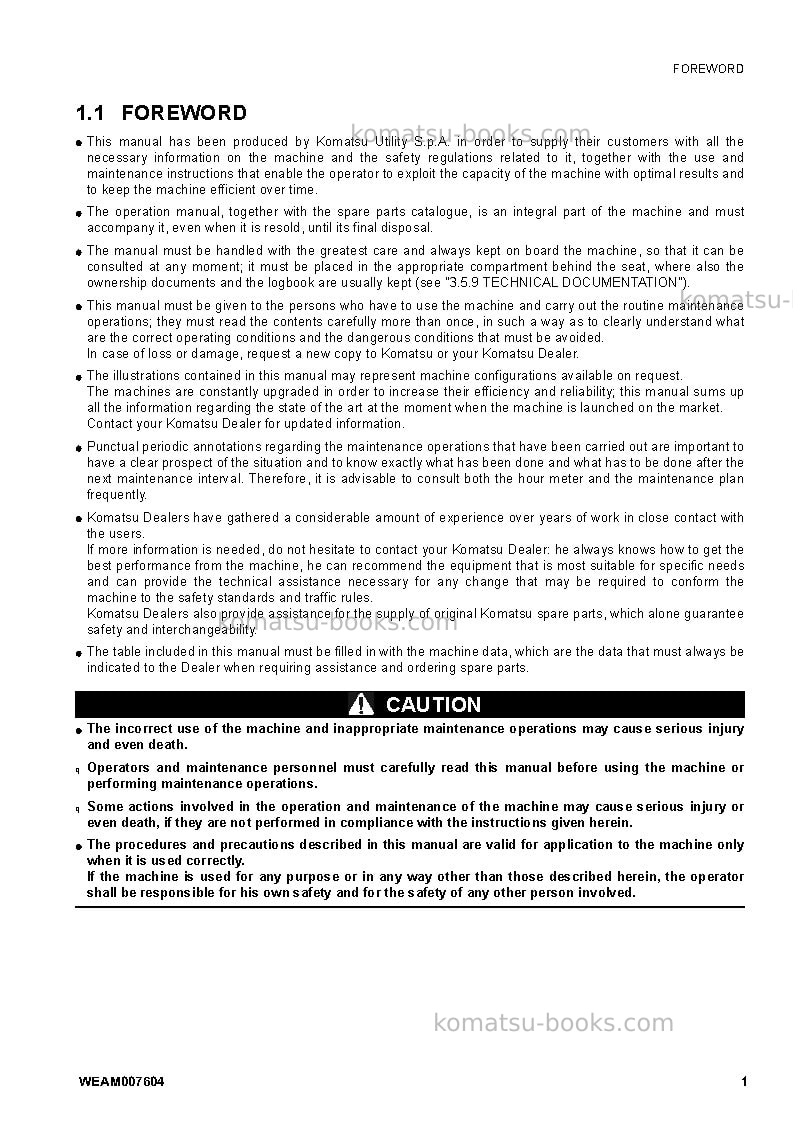 Komatsu wb97s-5ita Operation manual cover Page 3