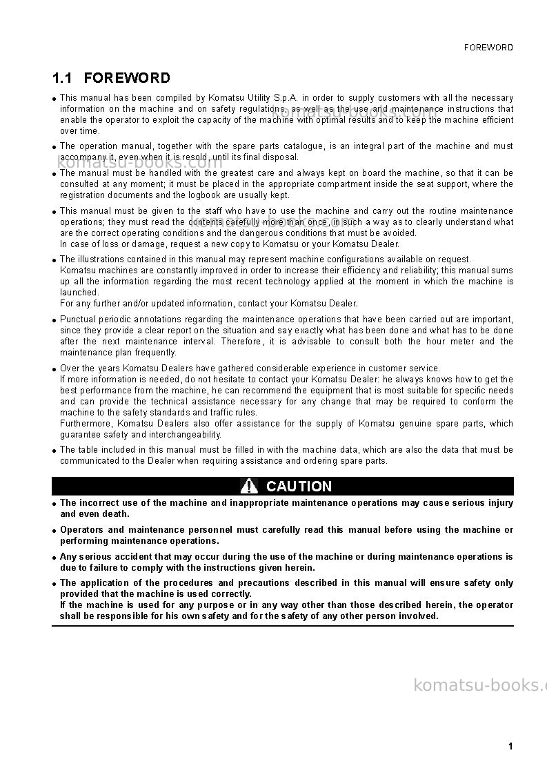 Komatsu pc14r-2ita Operation manual cover Page 3 Komatsu pc14r-2ita Operation manual cover Page 3