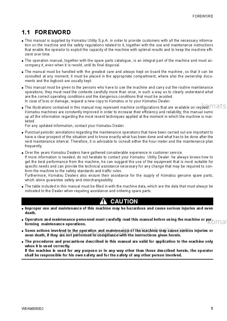 Komatsu ck35-1ita Operation manual cover Page 3 Komatsu ck35-1ita Operation manual cover Page 3