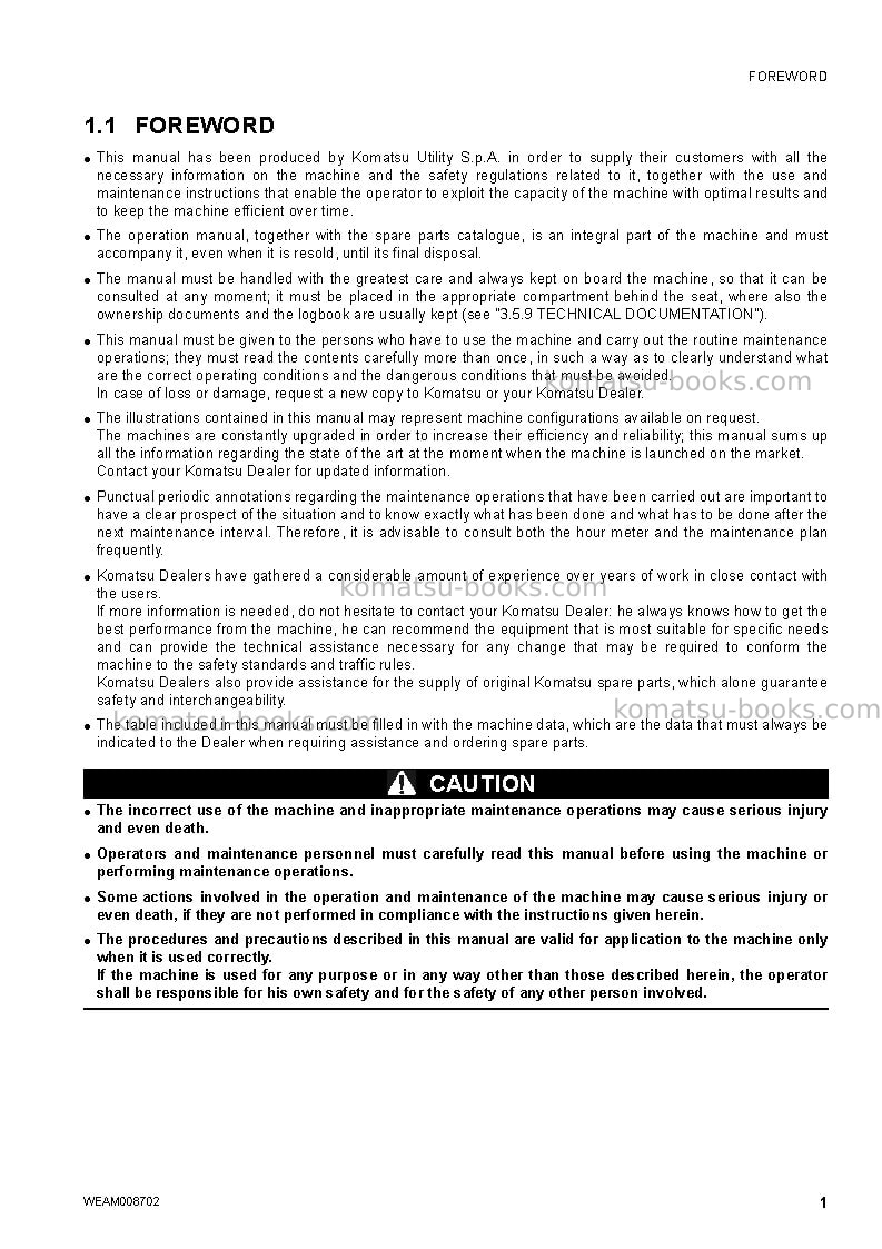 Komatsu wb93r-5ita-tier 3 Operation manual cover Page 3