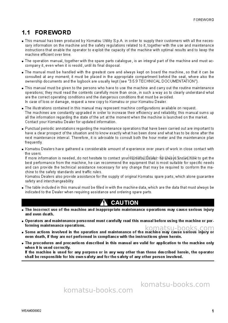 Komatsu wb93s-5ita-tier 3 Operation manual cover Page 3