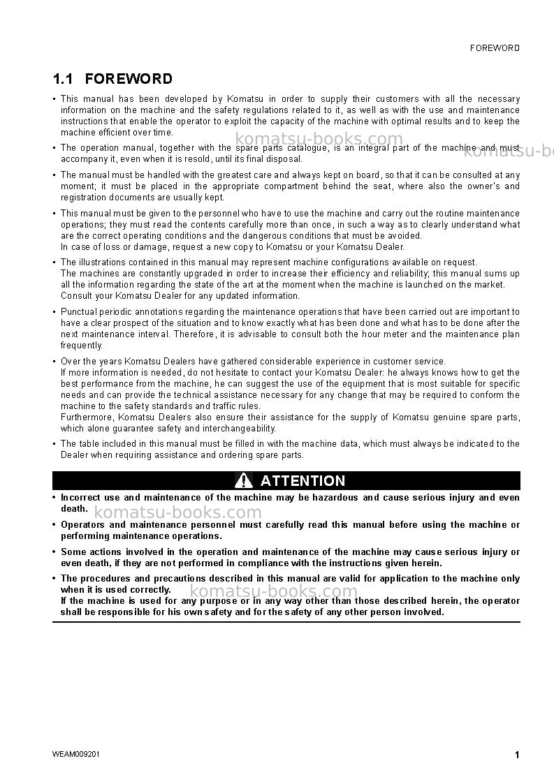 Komatsu wh609-1ita-tier 3 Operation manual cover Page 3 Komatsu wh609-1ita-tier 3 Operation manual cover Page 3