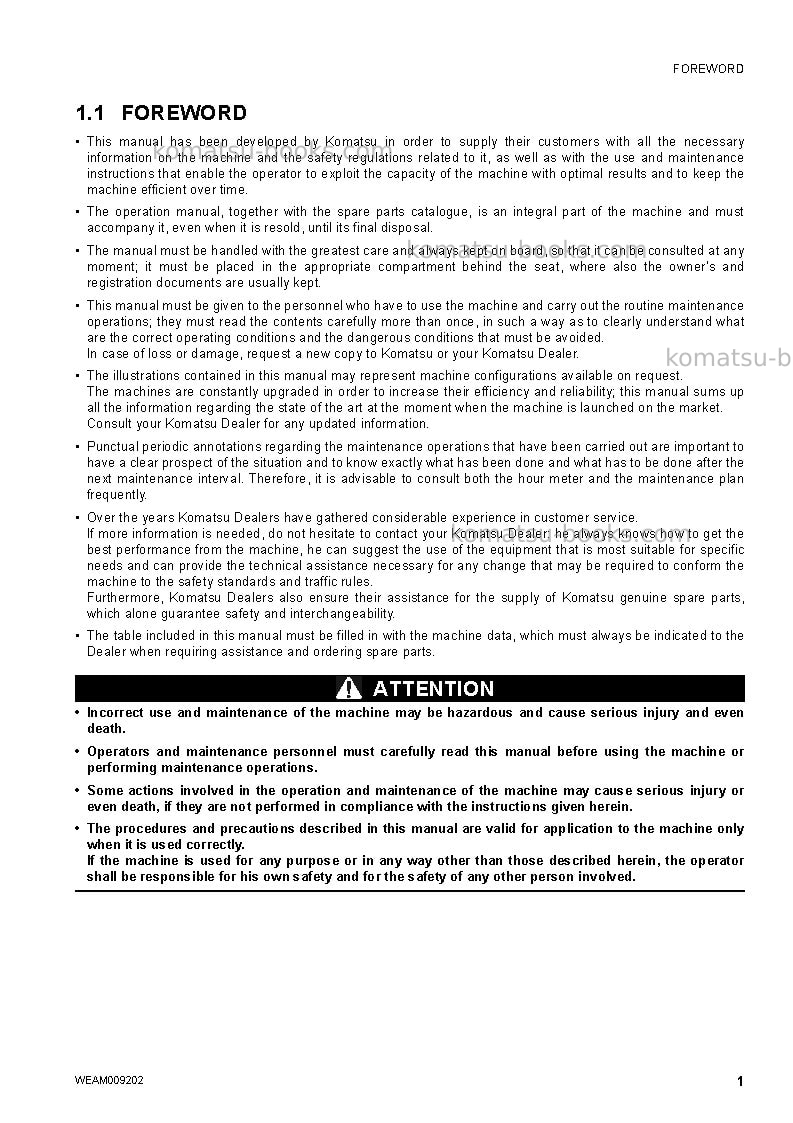 Komatsu wh714h-1ita-tier 3 Operation manual cover Page 3
