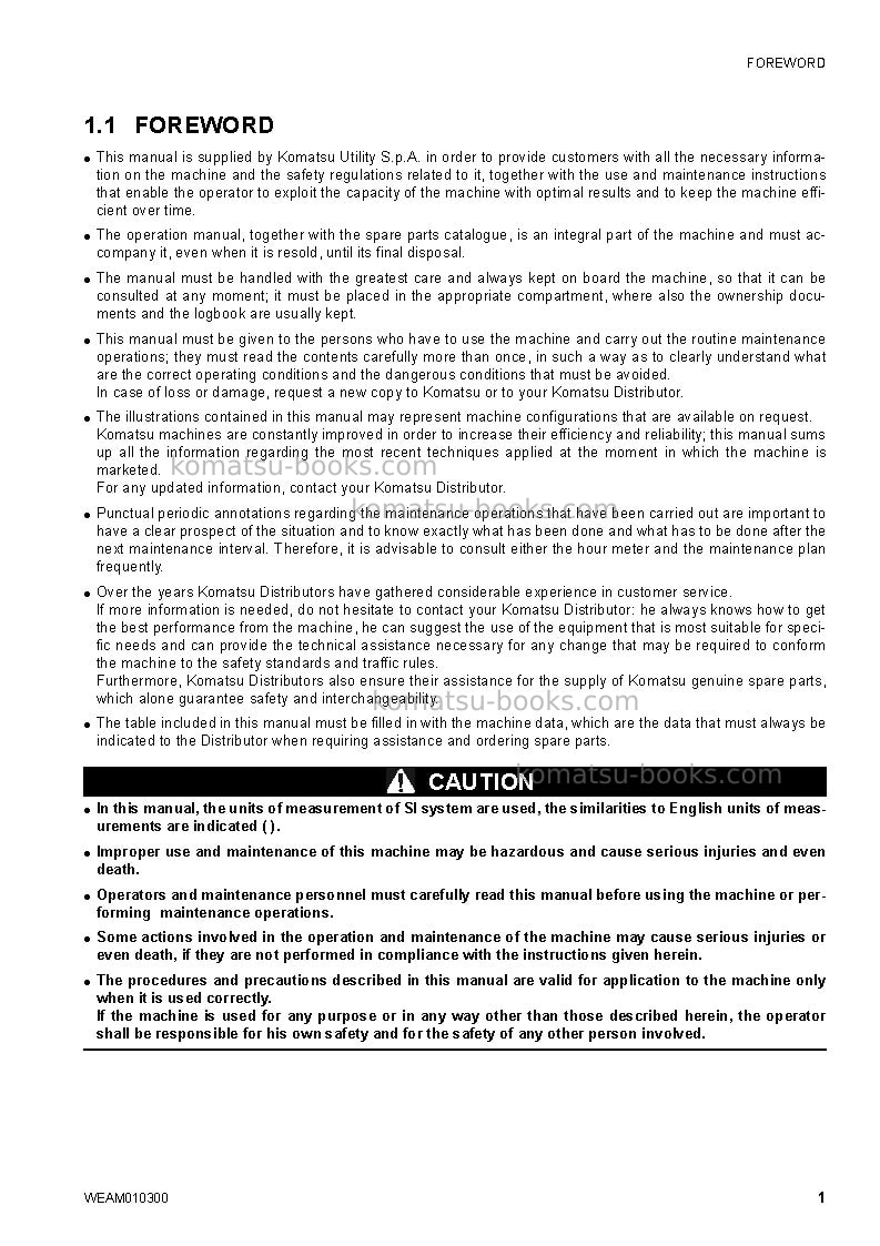 Komatsu sk714-5ita-/ Operation manual cover Page 3