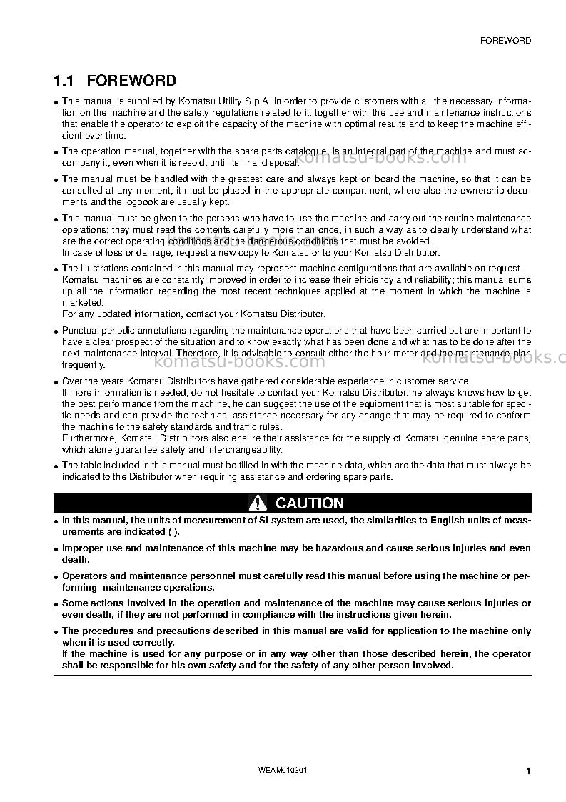 Komatsu sk714-5ita-/ Operation manual cover Page 3