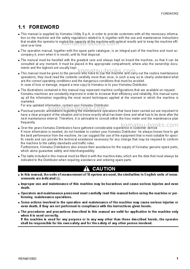 Komatsu sk818-5ita Operation manual cover Page 3 Komatsu sk818-5ita Operation manual cover Page 3