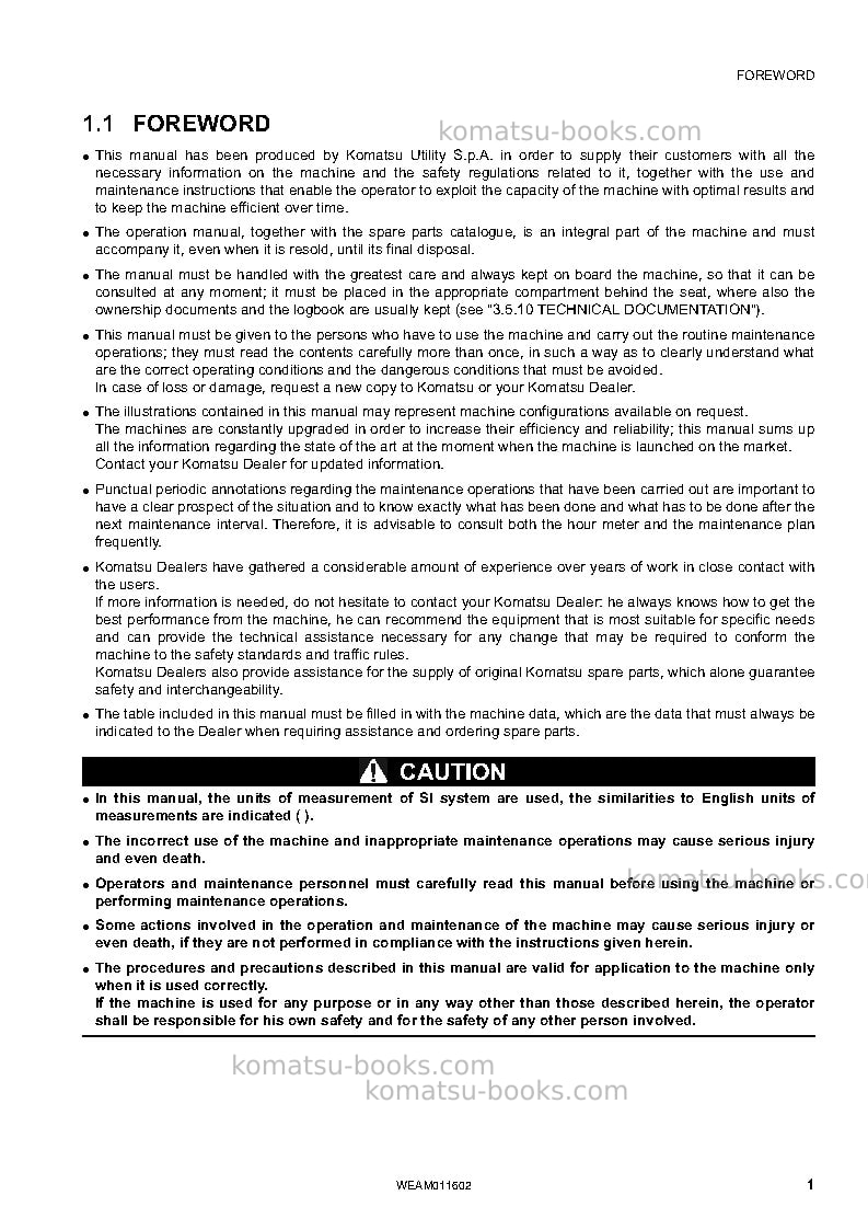 Komatsu wb93s-5ita-tier 3 Operation manual cover Page 3