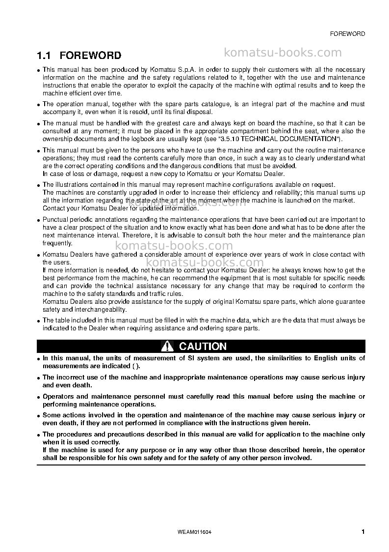 Komatsu wb93s-5ita-tier 3 Operation manual cover Page 3