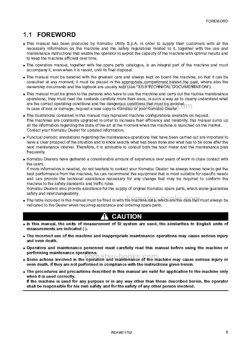 Komatsu wb97s-5ita-tier 3 Operation manual cover Page 3
