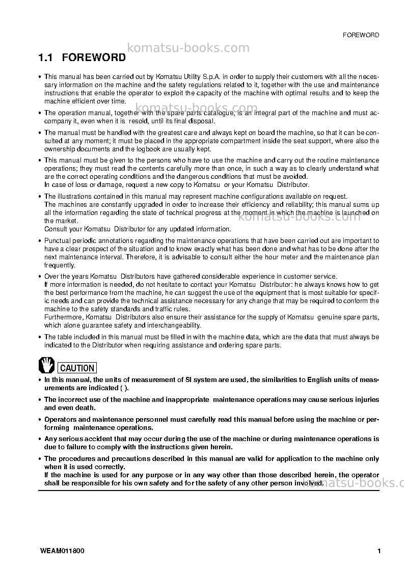 Komatsu pc09-1ita Operation manual cover Page 3 Komatsu pc09-1ita Operation manual cover Page 3