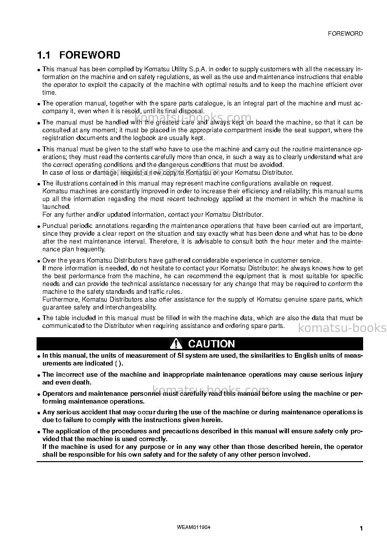 Komatsu pc30mr-3jpn-for cab Operation manual cover Page 3