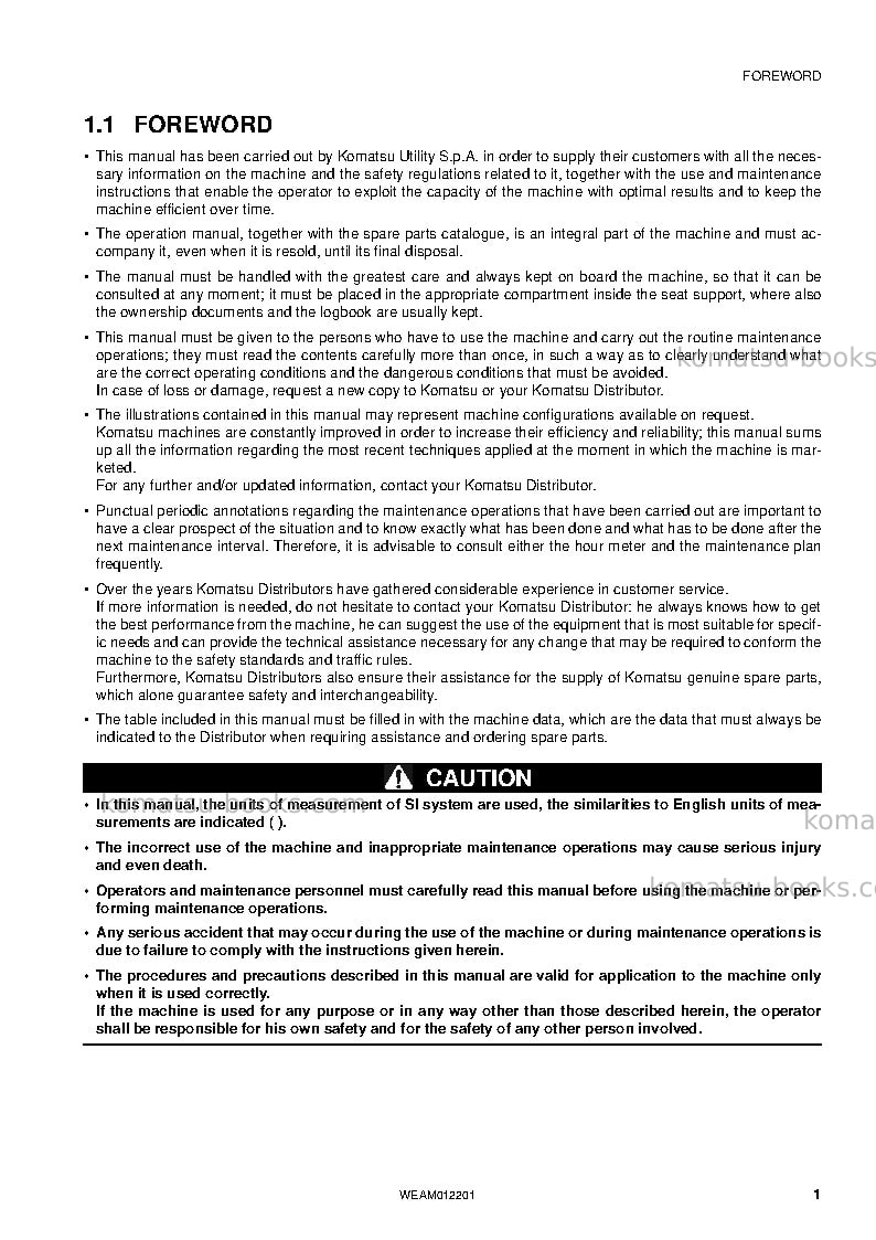 Komatsu pc50mr-2ita Operation manual cover Page 3