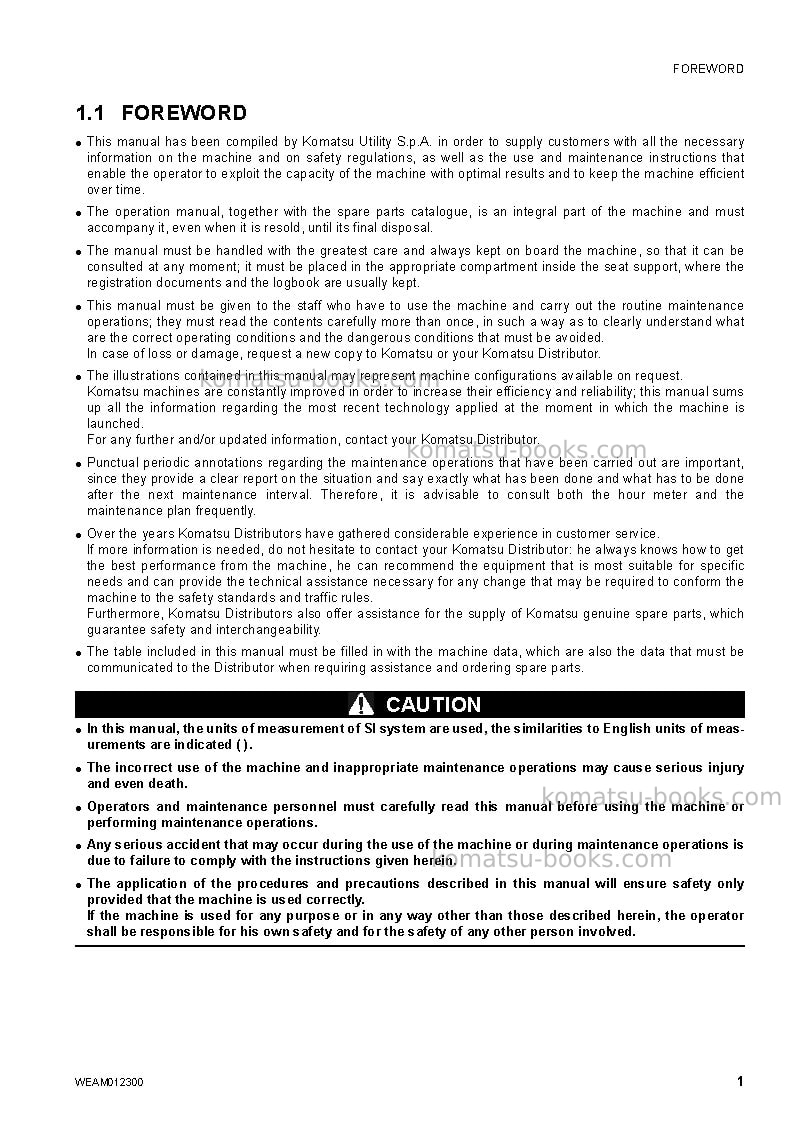 Komatsu pc14r-3ita Operation manual cover Page 3 Komatsu pc14r-3ita Operation manual cover Page 3