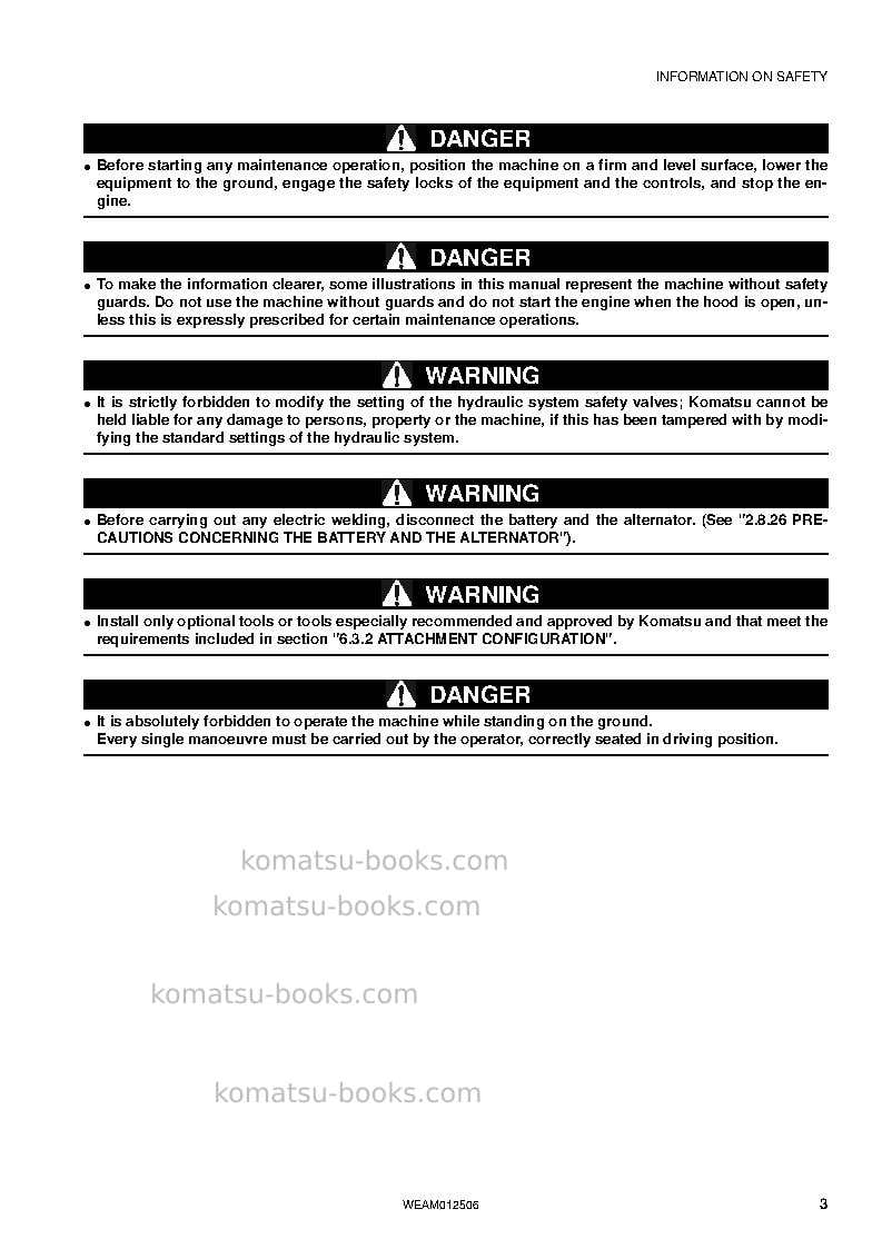 Komatsu pc26mr-3ita Operation manual cover Page 3