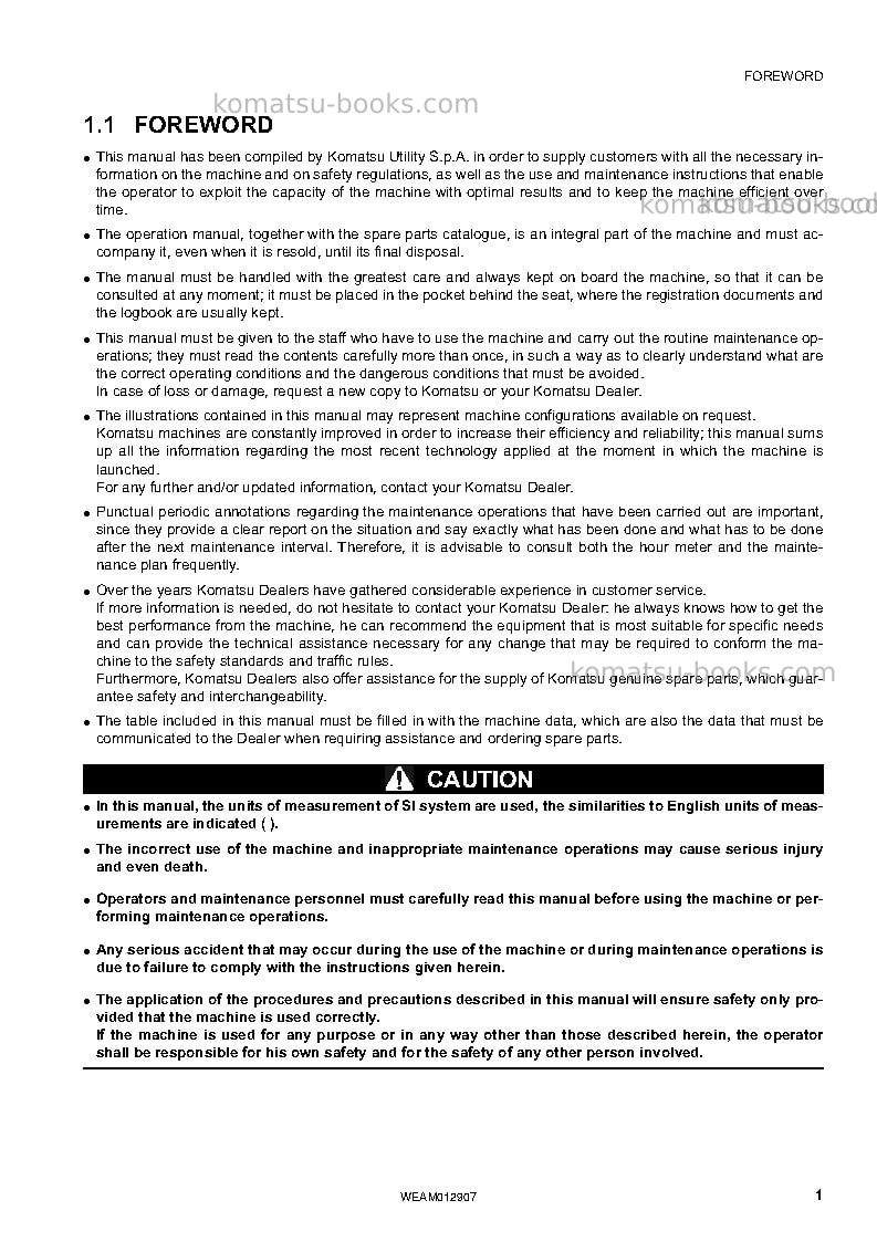 Komatsu pc80mr-3ita Operation manual cover Page 3