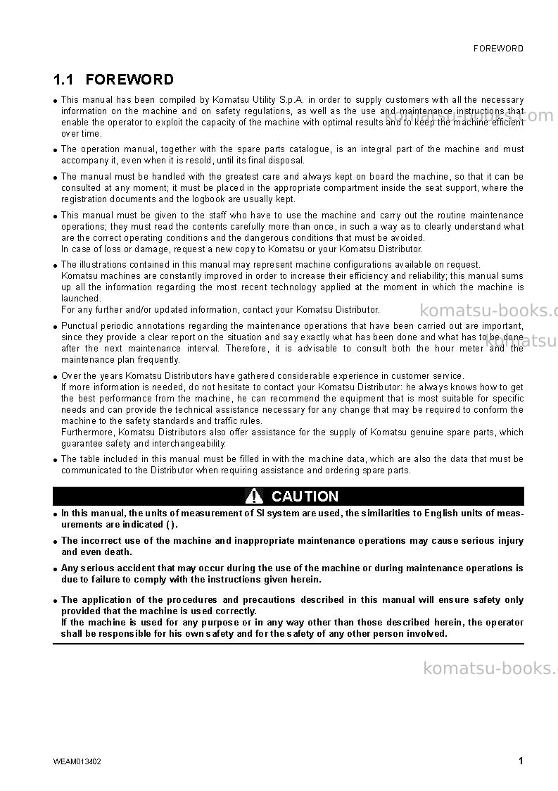 Komatsu pc20mr-2ita Operation manual cover Page 3 Komatsu pc20mr-2ita Operation manual cover Page 3