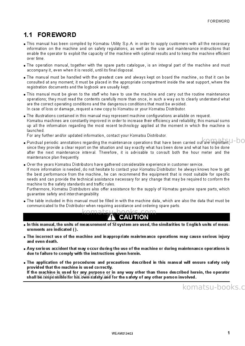 Komatsu pc20mr-2ita Operation manual cover Page 3 Komatsu pc20mr-2ita Operation manual cover Page 3