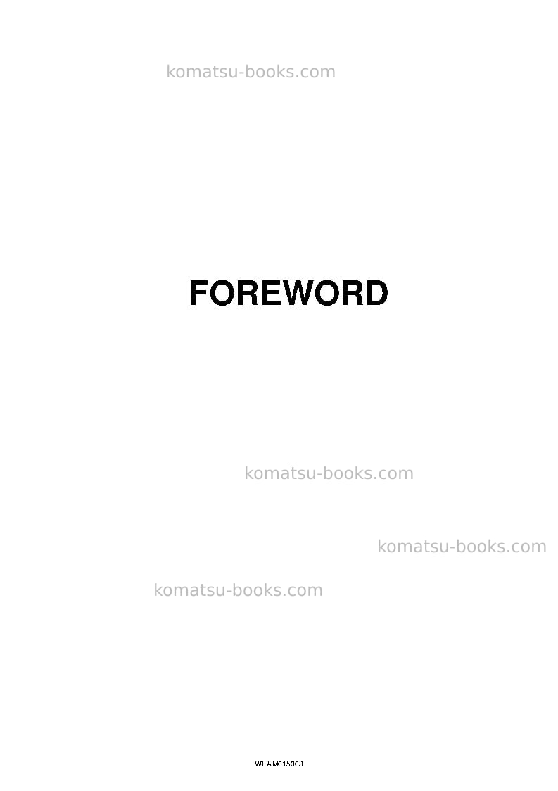 Komatsu pw98mr-8ita Operation manual cover Page 3