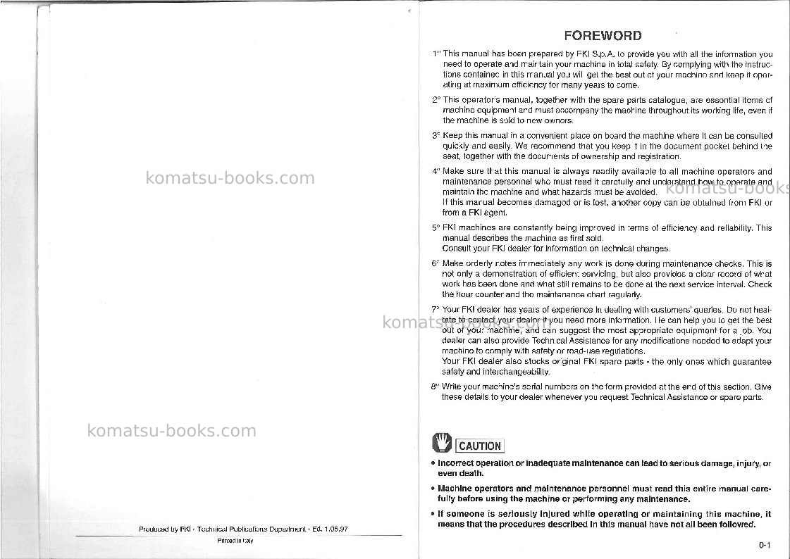 Komatsu pw95-1ita Operation manual cover Page 3