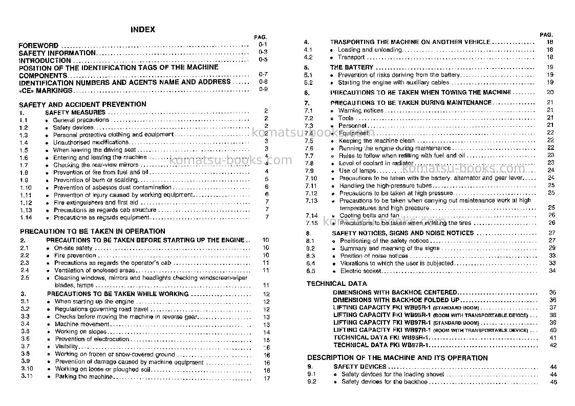 Komatsu wb97r-1ita Operation manual cover Page 3 Komatsu wb97r-1ita Operation manual cover Page 3