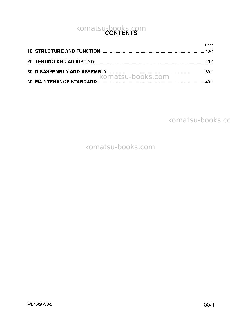 Komatsu wb150aws-2ita Repair & maintenance cover Page 3 Komatsu wb150aws-2ita Repair & maintenance cover Page 3