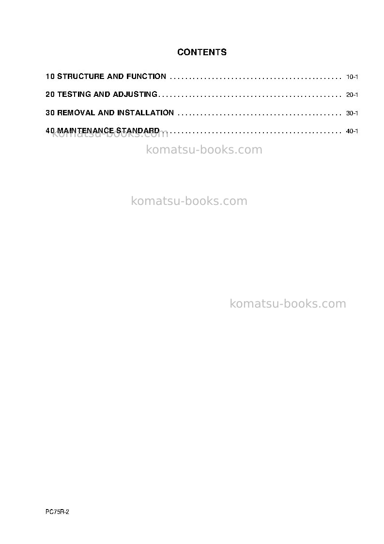 Komatsu pc75r-2ita Repair & maintenance cover Page 3