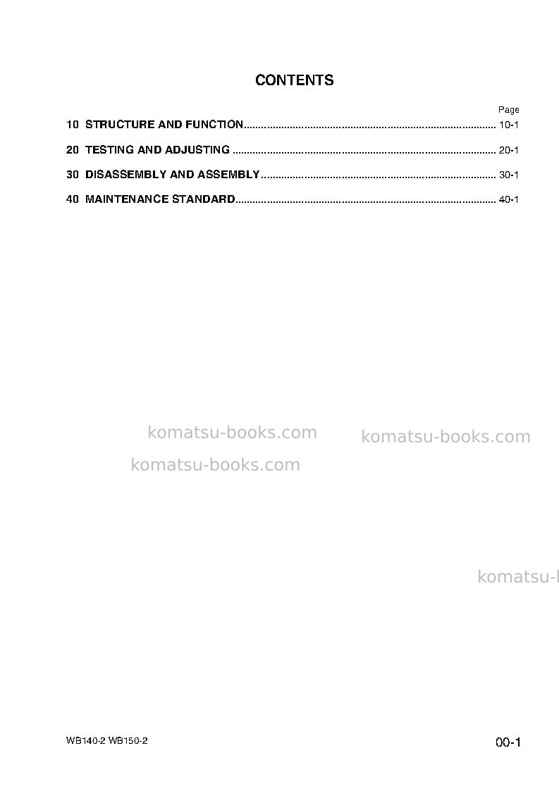 Komatsu wb140-2ita Repair & maintenance cover Page 3