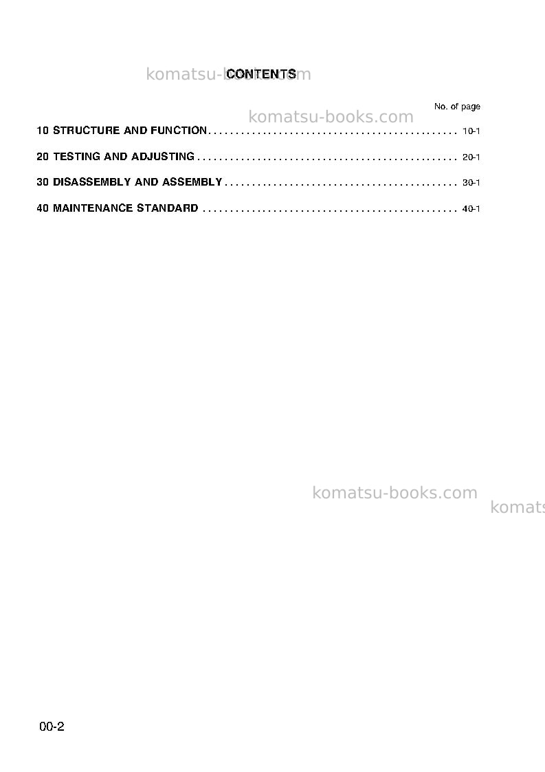 Komatsu pc95-1ita Repair & maintenance cover Page 3