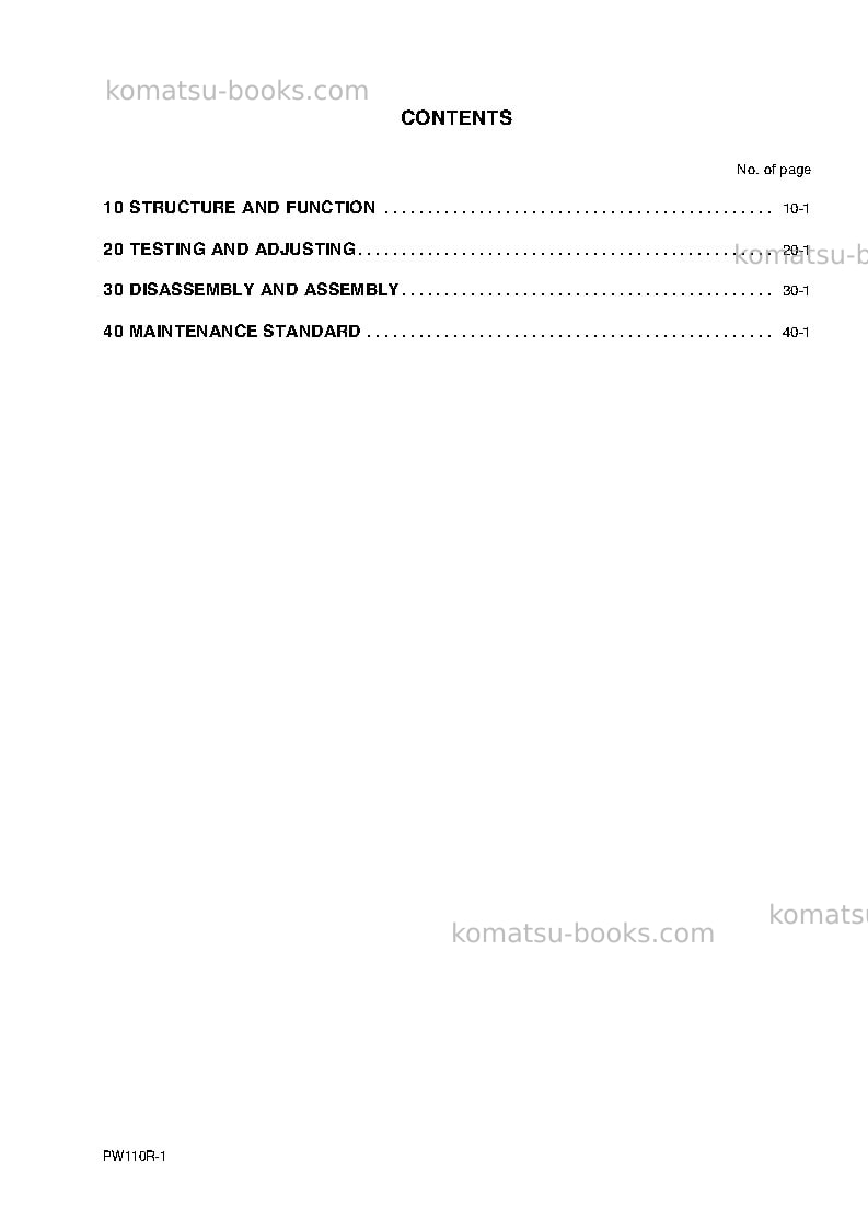 Komatsu pw110r-1ita Repair & maintenance cover Page 3 Komatsu pw110r-1ita Repair & maintenance cover Page 3