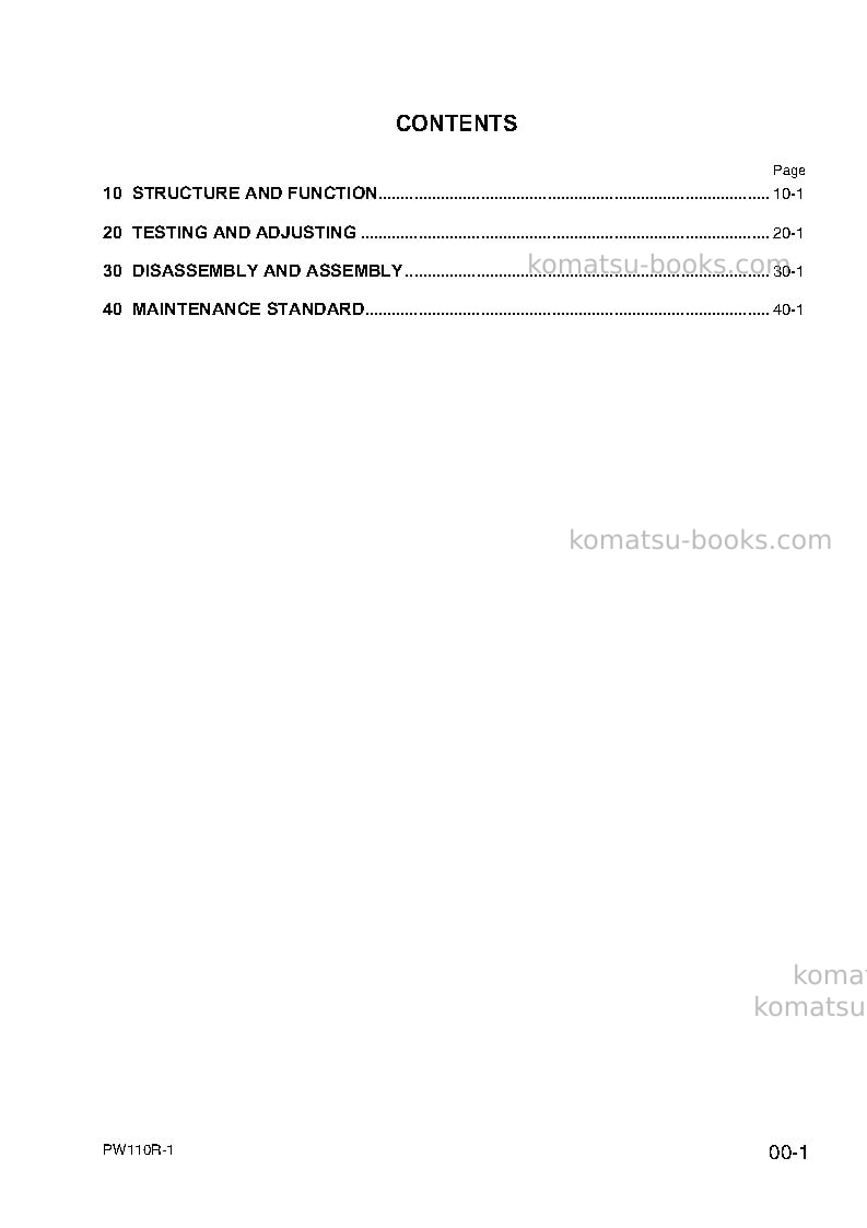 Komatsu pw110r-1ita Repair & maintenance cover Page 3