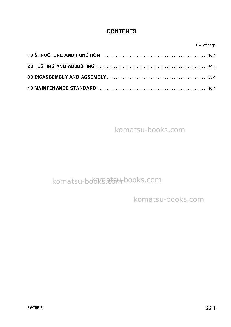 Komatsu pw75r-2ita Repair & maintenance cover Page 3 Komatsu pw75r-2ita Repair & maintenance cover Page 3