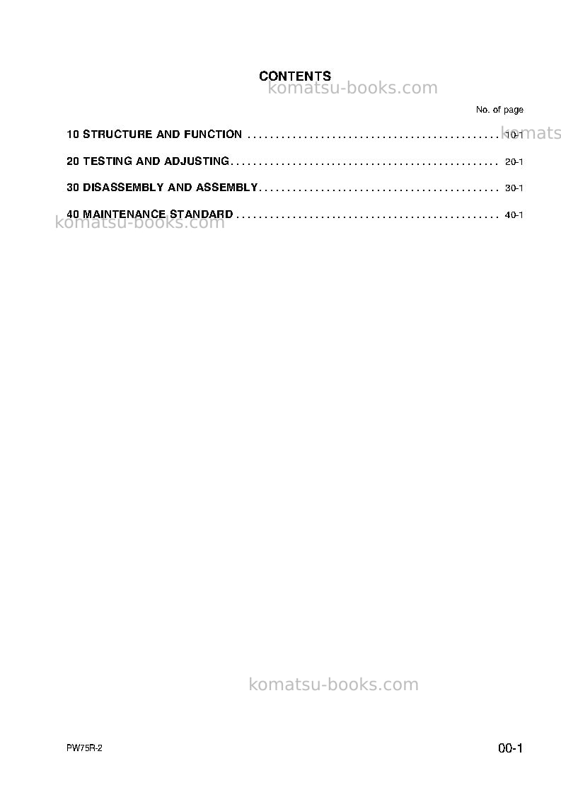 Komatsu pw75r-2ita Repair & maintenance cover Page 3 Komatsu pw75r-2ita Repair & maintenance cover Page 3