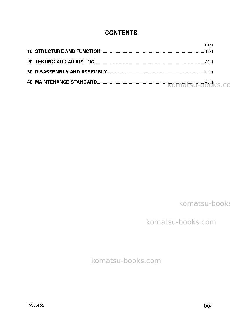 Komatsu pw75r-2ita Repair & maintenance cover Page 3 Komatsu pw75r-2ita Repair & maintenance cover Page 3