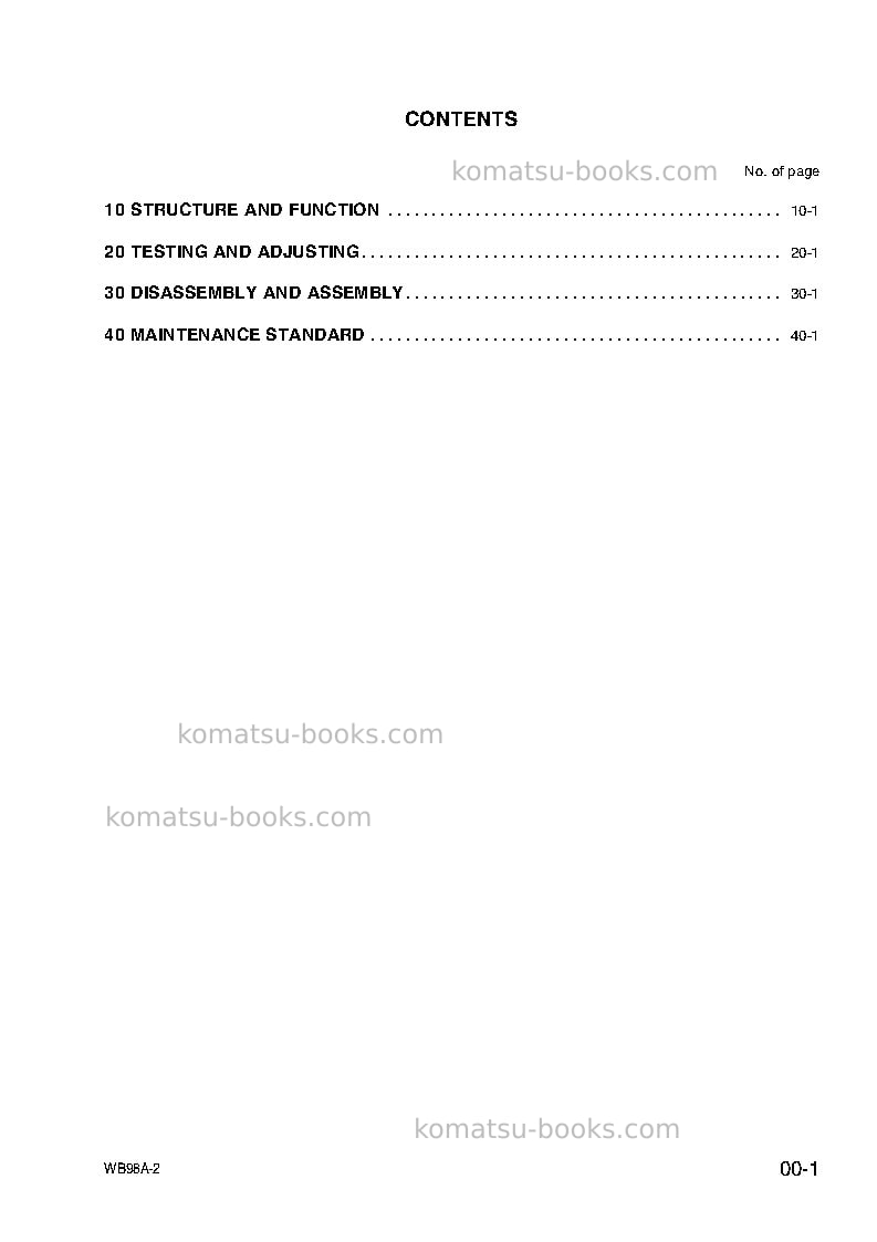 Komatsu wb98a-2ita Repair & maintenance cover Page 3
