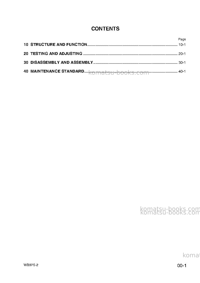 Komatsu wb97s-2ita Repair & maintenance cover Page 3 Komatsu wb97s-2ita Repair & maintenance cover Page 3