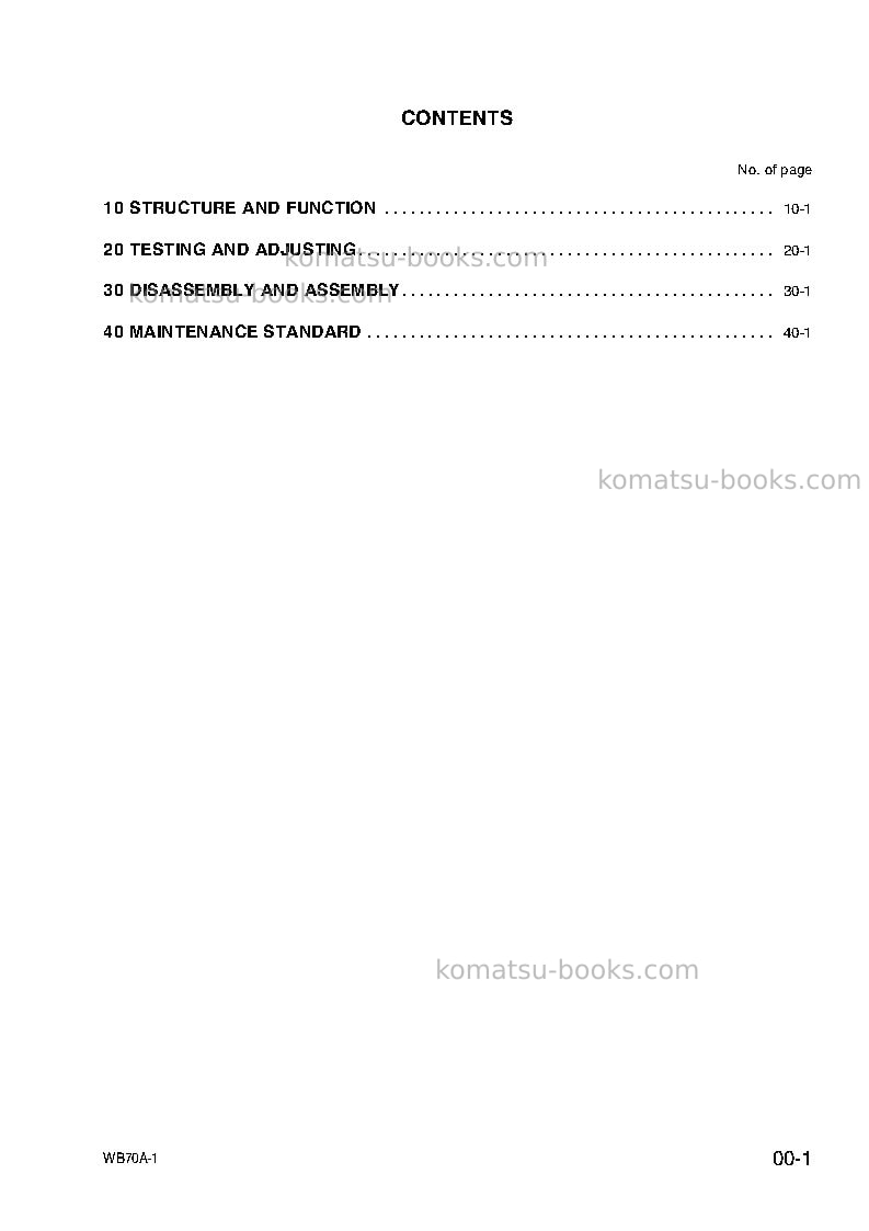 Komatsu wb70a-1ita Repair & maintenance cover Page 3