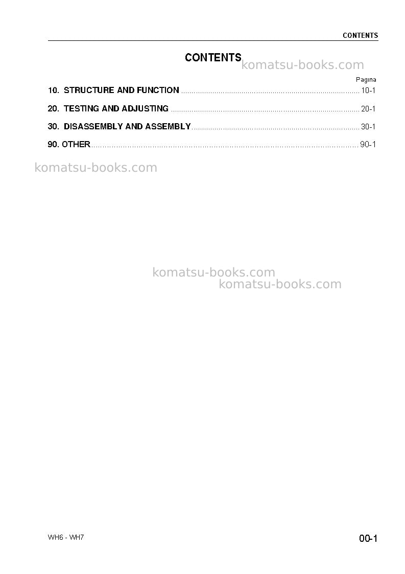 Komatsu wh714-1ita Repair & maintenance cover Page 3 Komatsu wh714-1ita Repair & maintenance cover Page 3