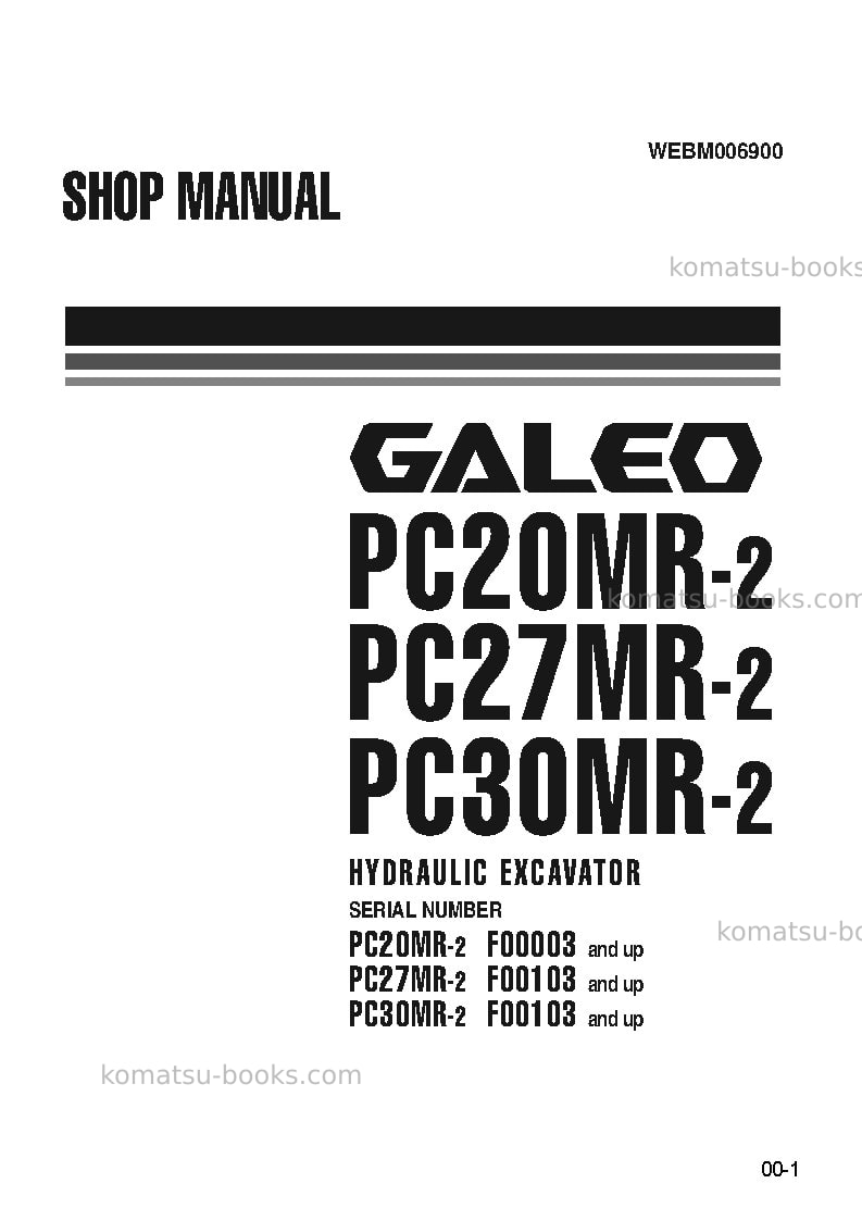 Komatsu pc20mr-2ita Repair & maintenance cover Page 3 Komatsu pc20mr-2ita Repair & maintenance cover Page 3